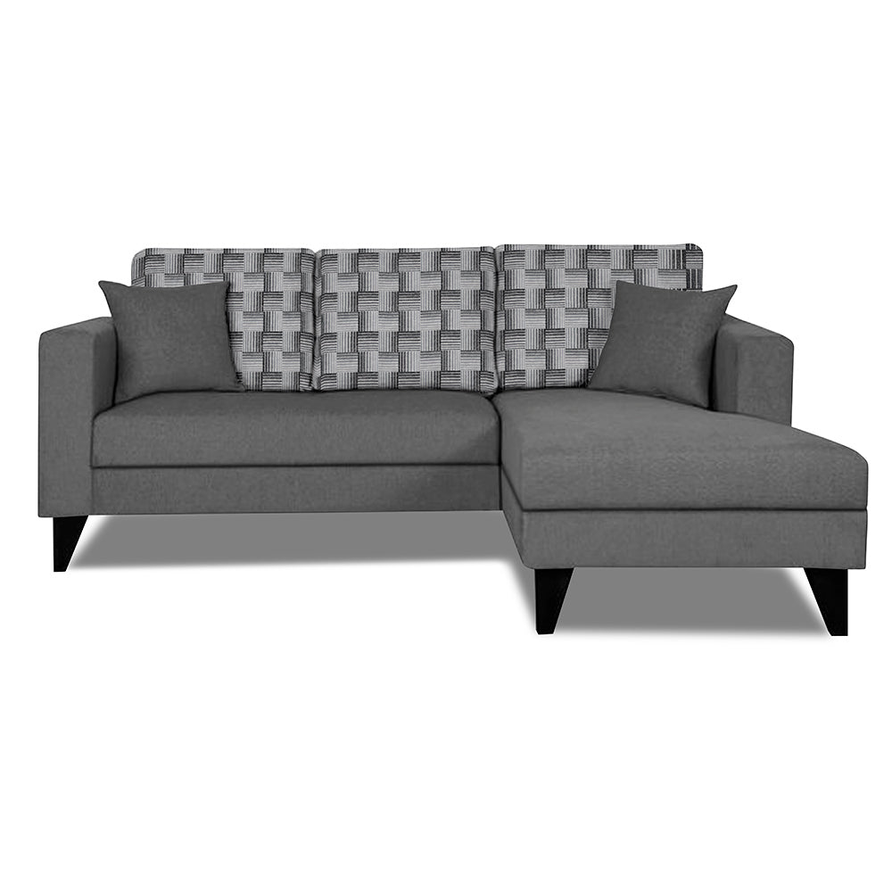 Adorn India Berlin Bricks L Shape 4 Seater Sofa Set (Right Hand Side) (Grey) Martin Plus