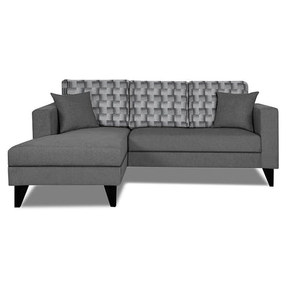 Adorn India Berlin Bricks L Shape 4 Seater Sofa Set (Left Hand Side) (Grey) Martin Plus