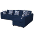 Adorn India Rio HighBack L Shape 6 Seater Sofa Set (Right Hand Side) (Blue) (3 Year Warranty)