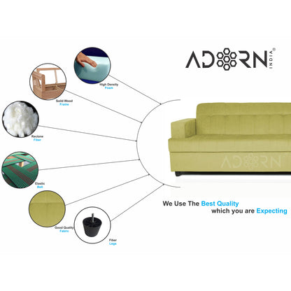 Adorn India Aleena 3 Seater Sofa(Green)