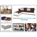 Aliana L Shape Leatherette Fabric 6 Seater Sofa Set LHS (Brown & White)