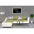 Adorn India Aliana L Shape Leatherette Fabric 6 Seater Sofa Set LHS (Green & White) (3 Year Warranty)