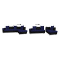 Adillac 5 Seater Corner Sofa(Right Side)(Navy Blue & Black), Wood, Foam