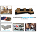 Adorn India Adillac 5 Seater Corner Sofa(Camel & Black), Wood, Foam
