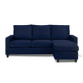 Adorn India Daffodil Three Seater Modular Sofa (Blue), Wood, Foam