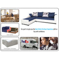 Adorn India Aliana L Shape Leatherette Fabric 6 Seater Sofa Set LHS (Blue & White) (3 Year Warranty)