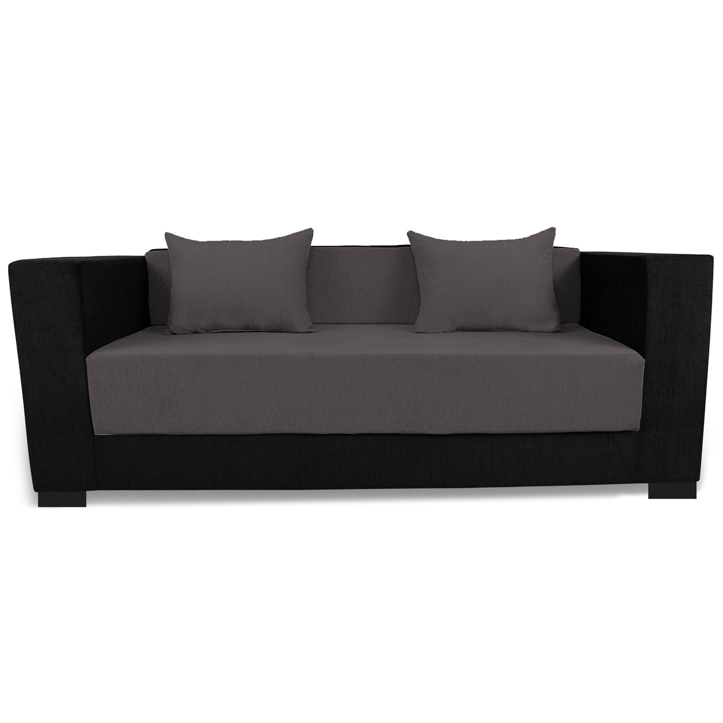 Adorn India Almond 3 Seater Sofa Cumbed (Grey & Black)