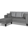 Adorn India Hector Stripes L Shape 4 Seater Sofa Set (Left Hand Side) (Grey) Martin Plus