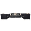 Adorn India Exclusive Two Tone Alica 3-1-1 Five Seater Sofa Set (Wood & Fabric, Light Grey & Black)