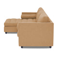 Adorn India Alexander L Shape 7 Seater Sofa Set with Ottoman Puffy LHS (Beige) (3 Year Warranty)