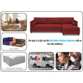 Adorn India Alexander L Shape 7 Seater Sofa Set with Ottoman Puffy RHS (Maroon) (3 Year Warranty)