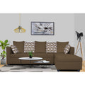 Zink Straight line L Shape 6 Seater Sofa Rhombus Cushion(Camel)