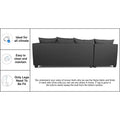 Adorn India Mclain L Shape 6 Seater Sofa (Left Side Handle)(Dark Grey)