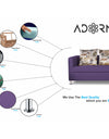 Adorn India Alita 3 Seater Compact Sofa (Dark Purple)