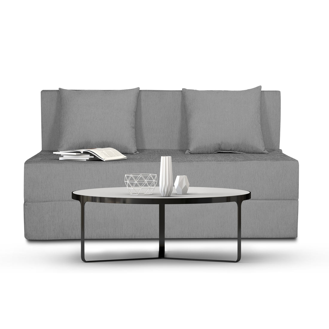 Adorn India Easy Two Seater Sofa Cum Bed Alyn 4'x 6' (Grey) (1 Year Warranty)