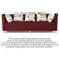 Adorn India Alica 3 Seater Sofa (Maroon), Wood, Foam