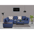 Adorn India Mclain L Shape 6 Seater Sofa (Left Side Handle)(Blue)
