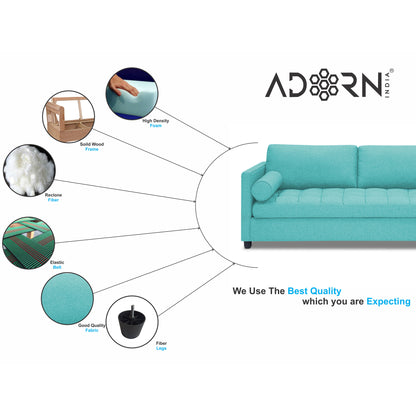 Adorn India Alexander L Shape 6 Seater Sofa (Right Side Handle)(Aqua Blue)