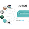 Adorn India Alexander L Shape 7 Seater Sofa Set with Ottoman Puffy RHS (Aqua Blue) (3 Year Warranty)