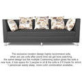 Adorn India Alica 3 Seater Sofa (Dark Grey), Wood, Foam