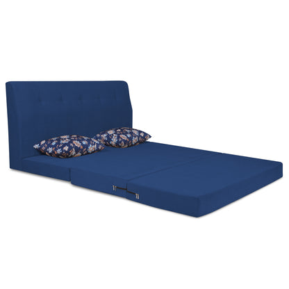 Adorn India Easy Highback Three Seater Sofa Cum Bed Floral 5' x 6' (Blue)