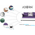 Adorn India Aliana L Shape Leatherette Fabric 6 Seater Sofa Set RHS (Dark Purple & White) (3 Year Warranty)