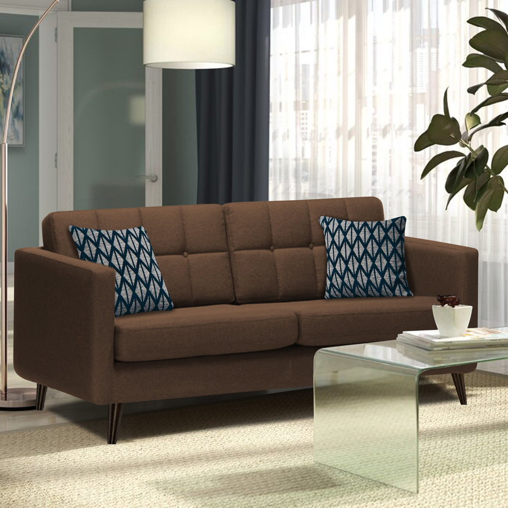 Adorn India Chilly 3 Seater Sofa (Brown)