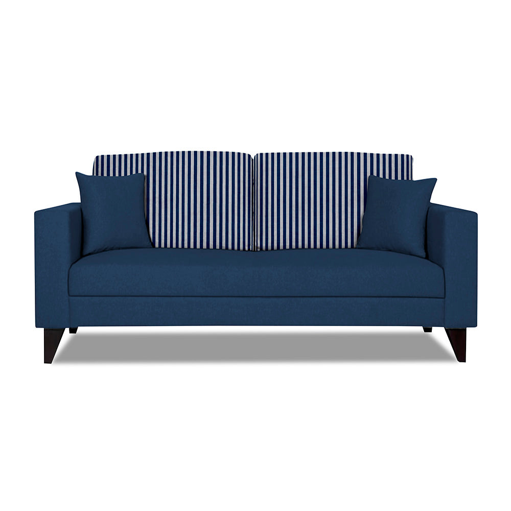 Adorn India Hector Stripes 3 Seater Sofa (Blue) Martin Plus