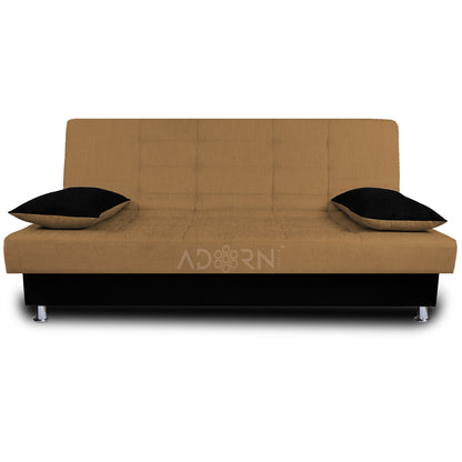 Adorn India Alyssum 3 Seater Sofa Cum bed (Camel & Black)