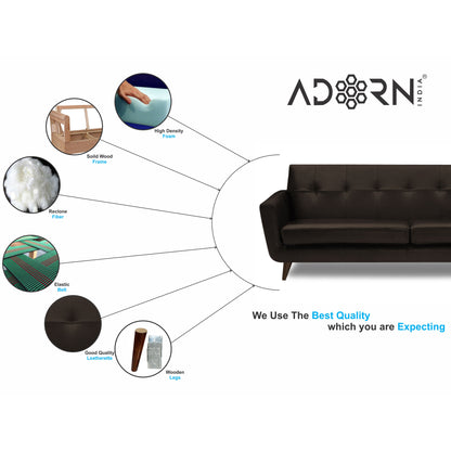 Adorn India Exclusive Alexus Leaterette Three Seater Sofa (Brown)