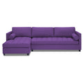 Adorn India Alexander L Shape 7 Seater Sofa Set with Ottoman Puffy LHS (Purple) (3 Year Warranty)