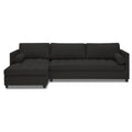 Adorn India Alexander L Shape 7 Seater Sofa Set with Ottoman Puffy LHS (Black) (3 Year Warranty)