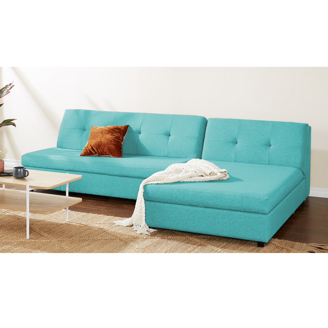 Adorn India Atlas Modular Sofa Set (Aqua Blue) (3 Year Warranty)