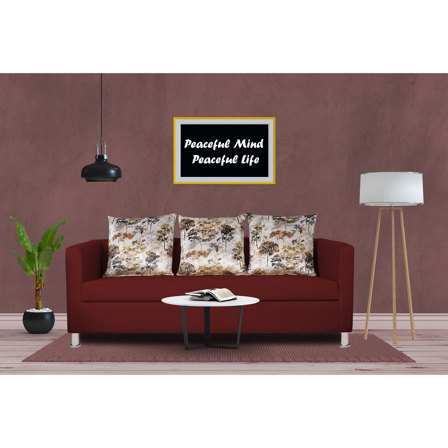 Adorn India Alita 3 Seater Compact Sofa (Maroon)