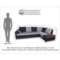 Adorn India Orlando Fabric L Shape Sofa (Black) ack and Light Grey