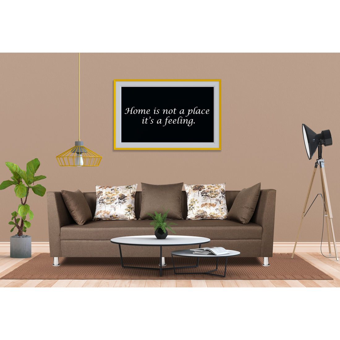 Adorn India Alica Three Seater Sofa (Camel)