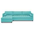 Adorn India Alexander L Shape 7 Seater Sofa Set with Ottoman Puffy LHS(Aqua Blue) (3 Year Warranty)
