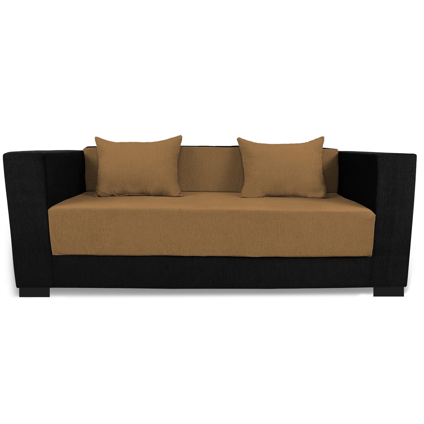 Adorn India Almond Three Seater Sofa Cum Bed (Black and Camel)