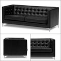 Adorn India Cosmos Leatherette 3-1-1 Sofa Set (Black)