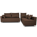 Straight line L Sal Shape Sectional Sofa (Brown)
