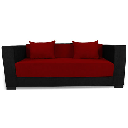 Adorn India Almond 3 Seater Sofa Cumbed (Maroon & Black)