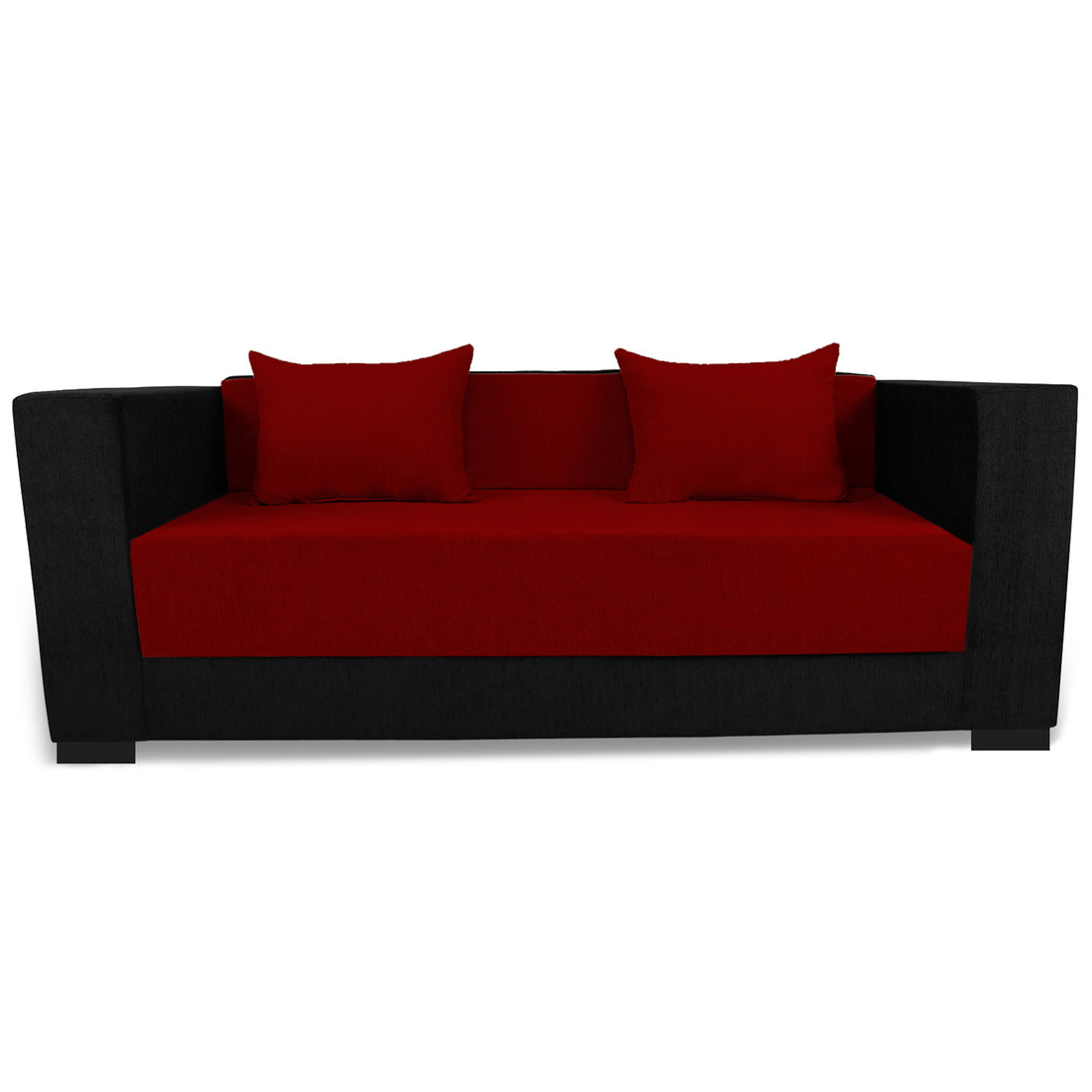 Almond 3 Seater Sofa Cumbed (Maroon & Black)