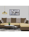 Adorn India Zink Straight line L Shape 6 Seater Sofa Rhombus Cushion(Brown & Beige)
