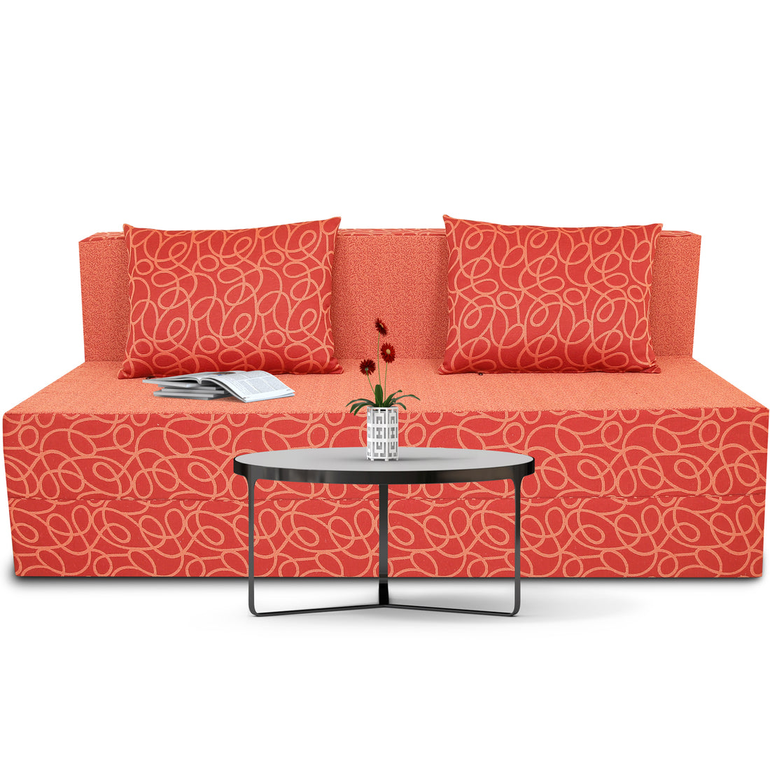 3 Seater Sofa Cum Bed Easy Poly Cotton (Red) 5x6