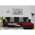 Zink Straight line L Shape 5 Seater Sofa Rhombus Cushion(Maroon & Black), Wood, Foam