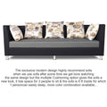 Adorn India Exclusive Two Tone Alica Three Seater Sofa (Light Grey & Black), Wood, Foam