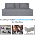 Adorn India Easy Three Seater Sofa Cum Bed Checks Design 6' x 6' (Beige)