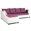 Aliana L Shape Leatherette Fabric 6 Seater Sofa Set LHS (Light Purple & White)