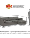 Adorn India Alexander L Shape Sofa (Right Side Handle)(Light Grey)