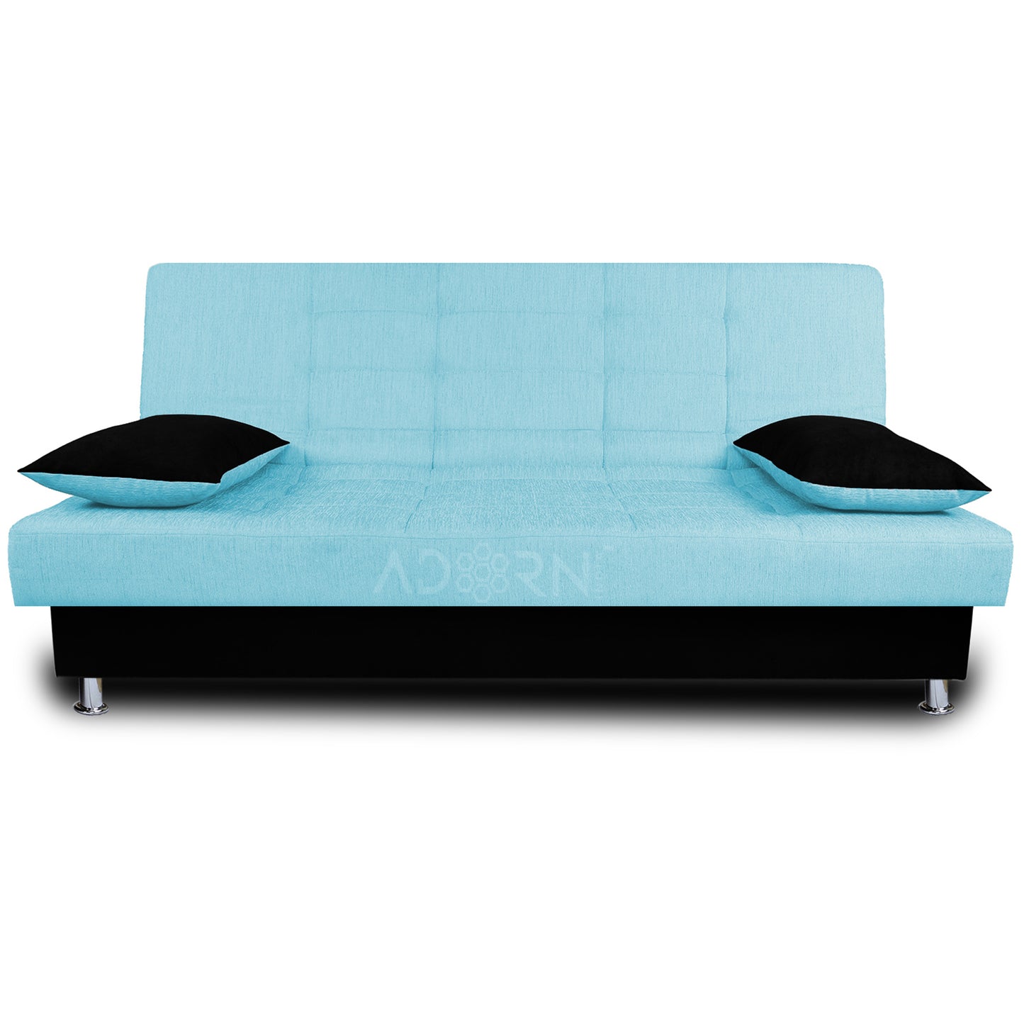 Adorn India Alyssum 3 Seater Sofa Cumbed (Sky Blue & Black)
